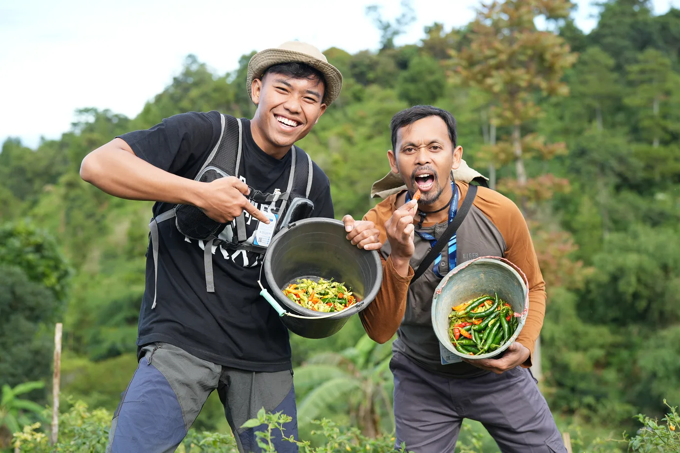Environmental learning and vegetable harvest activity outdoors